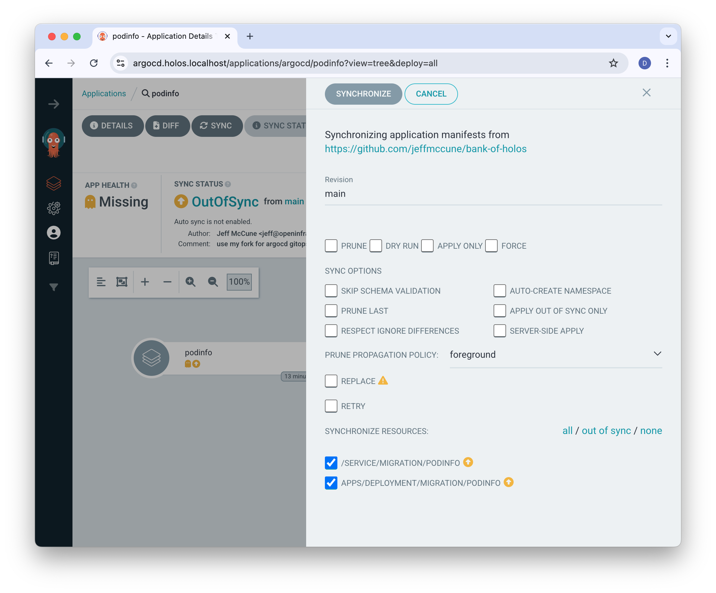 Sync the Podinfo Application